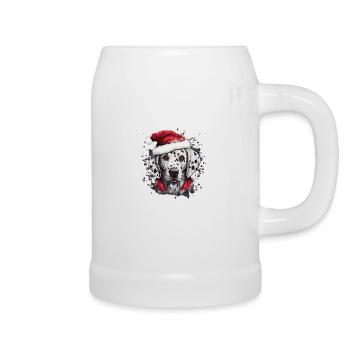Dalmatian celebrates Christmas - Beer Mug - white - Right