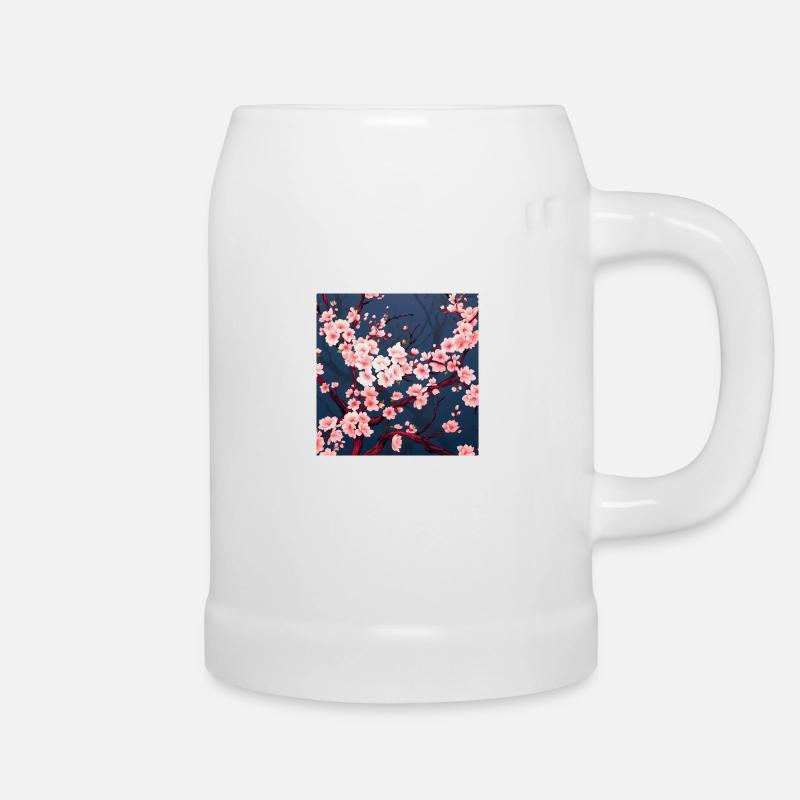 Cherry blossoms always go - Beer Mug - white