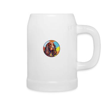 Deutsche Hunderasse Bunte Aquarell-Illustration - Bierkrug - Weiß - Rechts