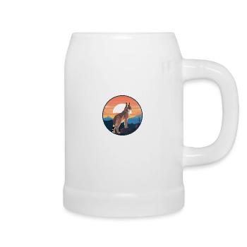 Luchs Buntes Aquarell Cartoon Kawaii Tier - Bierkrug - Weiß - Rechts