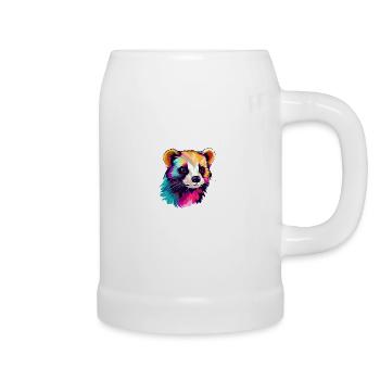Ferret Colorful Watercolor Cartoon Kawaii Animal - Beer Mug - white - Right
