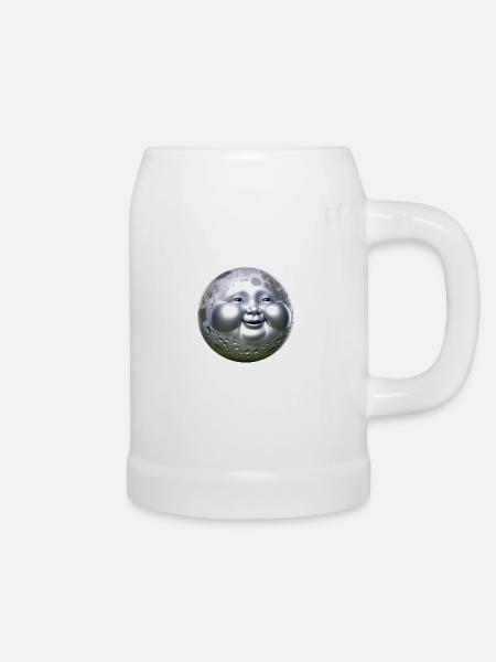 Buddha Mond - Bierkrug - Weiß