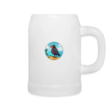 Crow Watercolor Cartoon Kawaii Clipart Animal - Beer Mug - white - Right