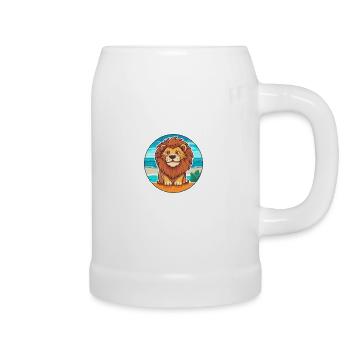 Lion aquarelle dessin animé Kawaii Clipart Animal - Chope en céramique - blanc - Droite
