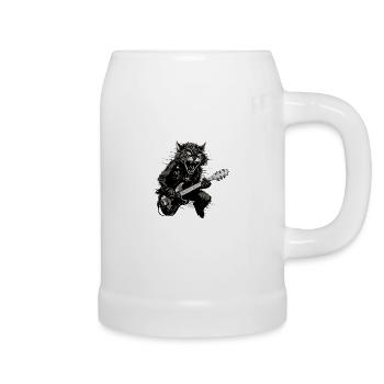 Pets, Cute, Cat, Animal, Cat, Funny Music, Guitar - Beer Mug - white - Right