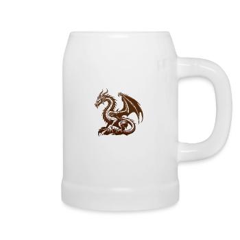 Fantasy Drache Anime Drachenkopf Mythisches Reptil - Bierkrug - Weiß - Rechts