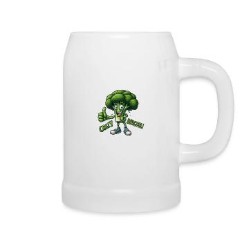 Crazy Veggies: Bro Broccoli Thumbs Up - Bierkrug - Weiß - Rechts