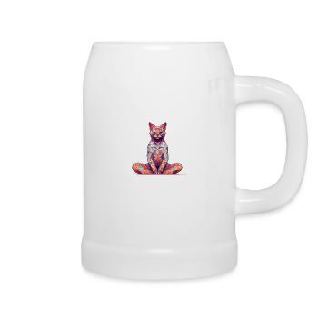 Yoga Shirt / Katze Lotussitz Illustration - Bierkrug - Weiß - Rechts