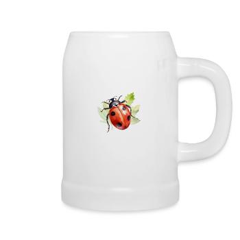 Ladybug Watercolor - Beer Mug - white - Right