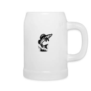 Big Jumping Zander Fish - Beer Mug - white - Right
