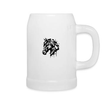 Geometrisch Vintage Pferdekopf Porträt - Bierkrug - Weiß - Rechts