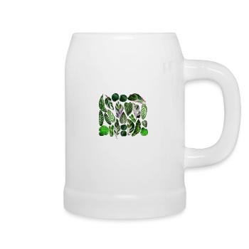 Feuilles vertes - Chope en céramique - blanc - Droite