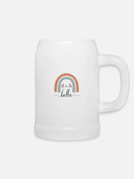 Bella! Regenbogen, personalisierbar - Bierkrug - Weiß