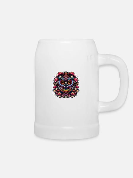 Psychedelische Eule - Bierkrug - Weiß