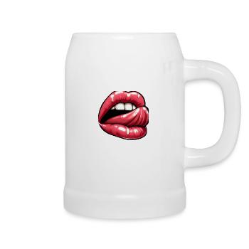 Tongue - sexy pink lips - Beer Mug - white - Right