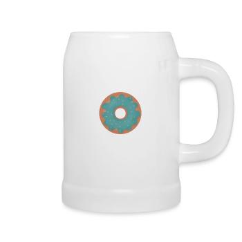Beignet avec glaçage turquoise - Chope en céramique - blanc - Droite