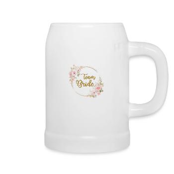 Team Bride rosa Blumen Damen Frauen JGA Braut pink - Bierkrug - Weiß - Rechts