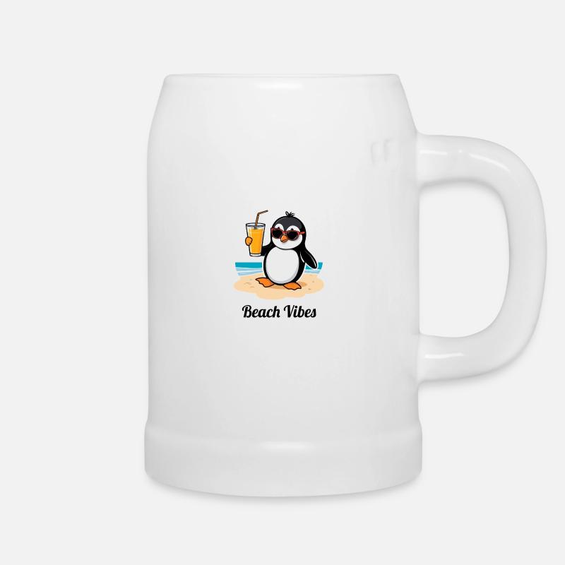 Pingouin de plage décontracté – sentiment de vacances d’été - Chope en céramique - blanc