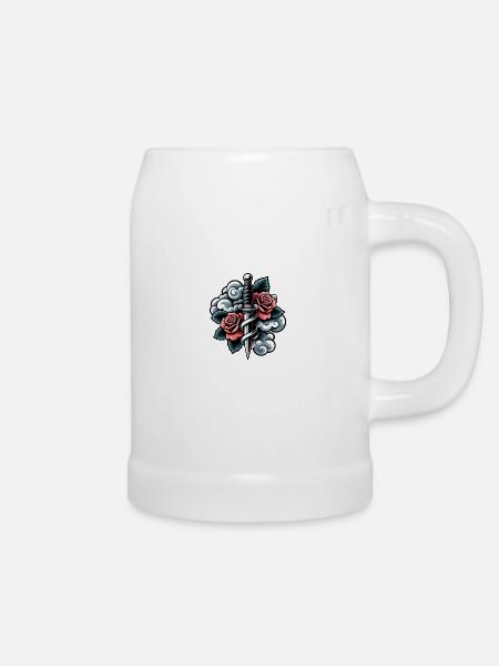 Rose und Dolch - Bierkrug - Weiß