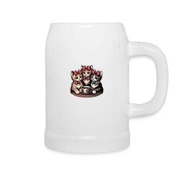 Vintage Kittens Tea Party - Beer Mug - white - Right