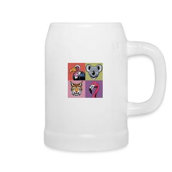 Pop-art Koala Luchs Geier Flamingo bunt Smile - Bierkrug - Weiß - Rechts