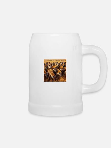Hyänen in der Savanne - Bierkrug - Weiß