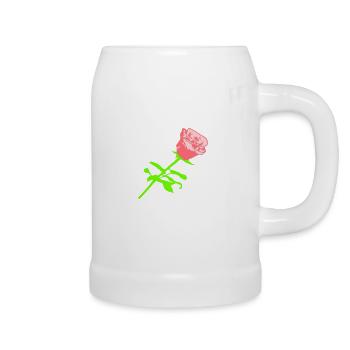 Hübsche Schöne Rose Blüte Blatt Röschen Romantisch - Bierkrug - Weiß - Rechts