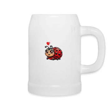 Ladybug Cartoon Animal Heart - Beer Mug - white - Right