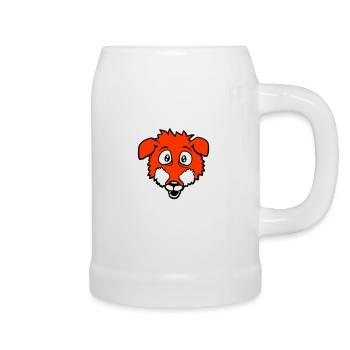 Fuchs Große Augen Erschrocken Glücklich Angst Cool - Bierkrug - Weiß - Rechts