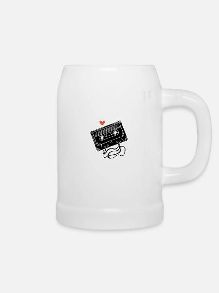 Kassette & Stift - Bierkrug - Weiß