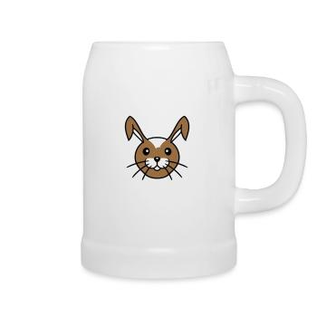 Hase Lustig Gesicht Lächeln glücklich freundlich - Bierkrug - Weiß - Rechts