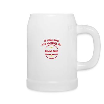 Füttere mich! - Bierkrug - Weiß - Rechts