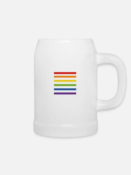 Regenbogenfahne - Bierkrug - Weiß