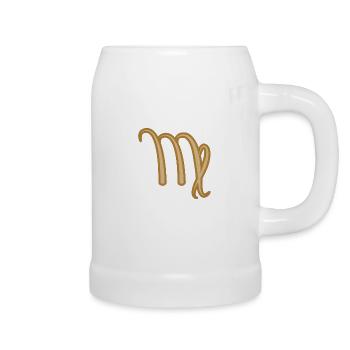 Virgo Zodiac Symbol Two Tone Golden - Beer Mug - white - Right
