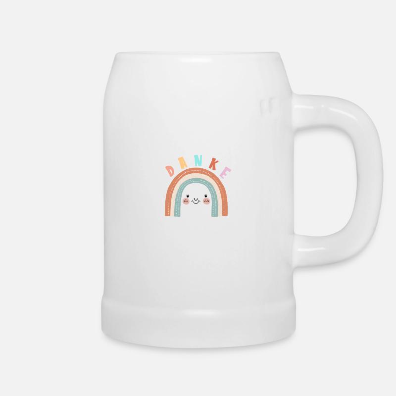 Danke! Regenbogen, personalisierbar - Bierkrug - Weiß
