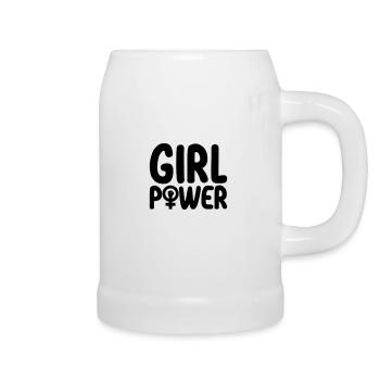 Girl Power Woman Power Symbol | Color changeable - Beer Mug - white - Right