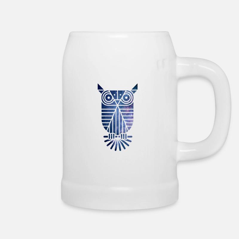 Eule Sterne - Bierkrug - Weiß