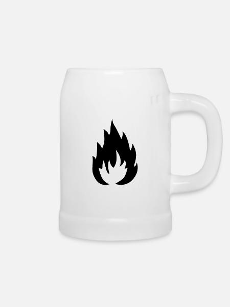 Flamme - Bierkrug - Weiß