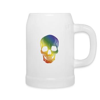 Crâne crâne Halloween coloré arc-en-ciel coloré - Chope en céramique - blanc - Droite