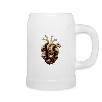 Heart of Skulls - Chope en céramique - blanc - Droite