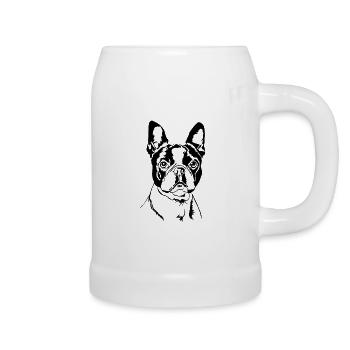 BOSTON TERRIER Portrait Hunde Wilsigns - Bierkrug - Weiß - Rechts