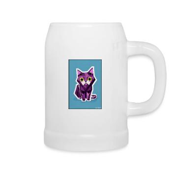 Katze Kater Polygon Tier Stubentiger Haustier - Bierkrug - Weiß - Rechts