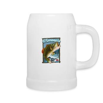 Wisconsin By Air Fishing Reiseplakat - Bierkrug - Weiß - Rechts