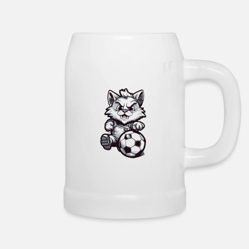 Chat de soccer - Chope en céramique - blanc