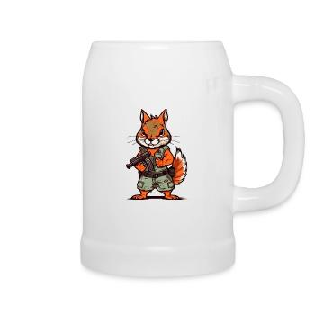 Eichhörnchen bis an die Zähne bewaffnet - Bierkrug - Weiß - Rechts