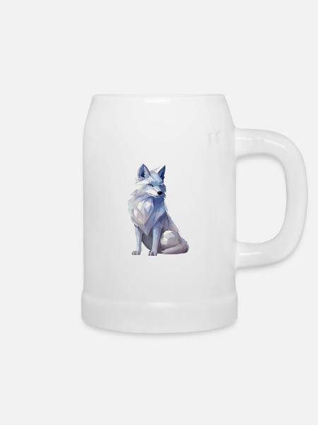 Polarfuchs im Polygon Stil - Bierkrug - Weiß