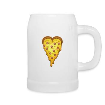 Valentine's day pizza heart - Beer Mug - white - Right