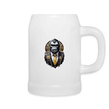 gorille avec chaine en or - Chope en céramique - blanc - Droite