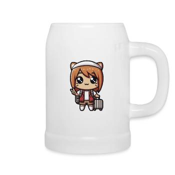 Kawaii Cute Little Girl Traveler - Beer Mug - white - Right