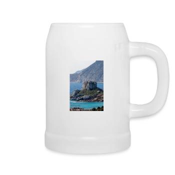 Landscape view of Kastri Island near Kampos town - Beer Mug - white - Right